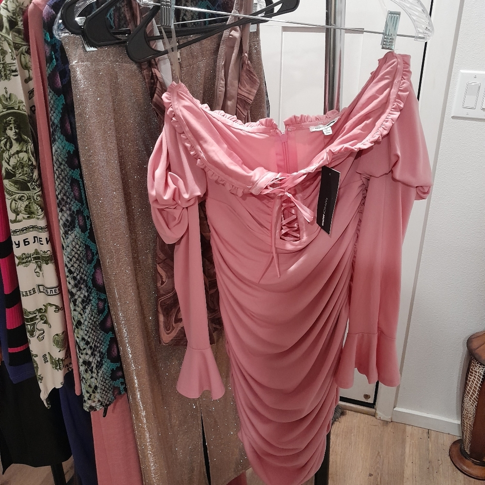 Pink off the shoulder dress